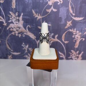 Vintage Estate Sterling Silver Marcasite Butterfly Ring Size 7.75 Lot D69